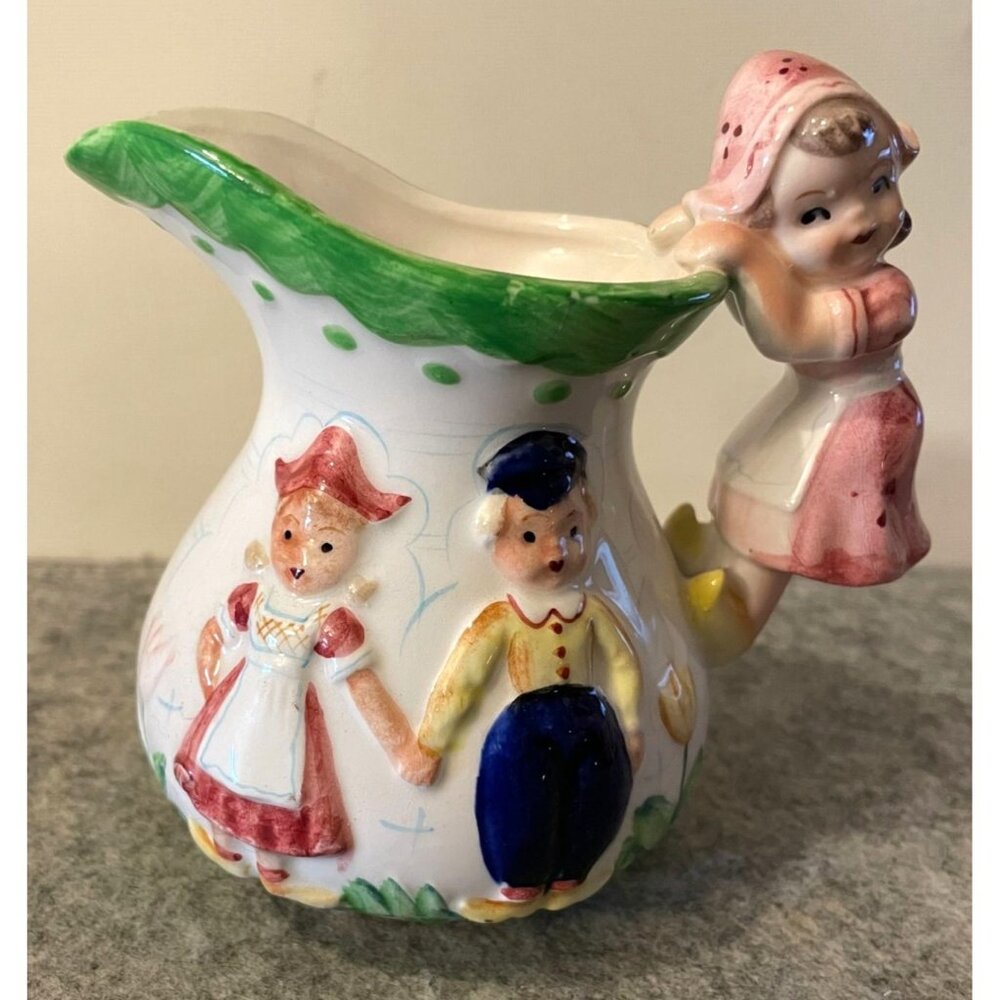 Vintage Porcelain Dutch Girl and Boy Creamer  4"   # 795